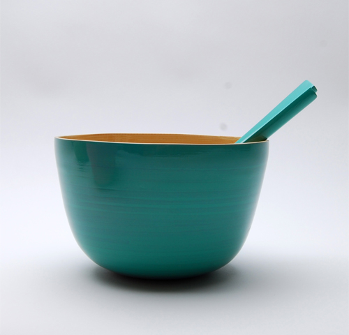 111 Turquoise bambou salad bowl 30cm without servers - Saladier H.18cm sans couverts